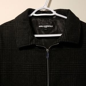 NWT Karl Lagerfeld houndstooth wool blend jacket L
